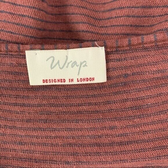 Wrap London 100% Linen Striped Boho Oversized Button Henley Top Blouse 16 - Picture 4 of 5